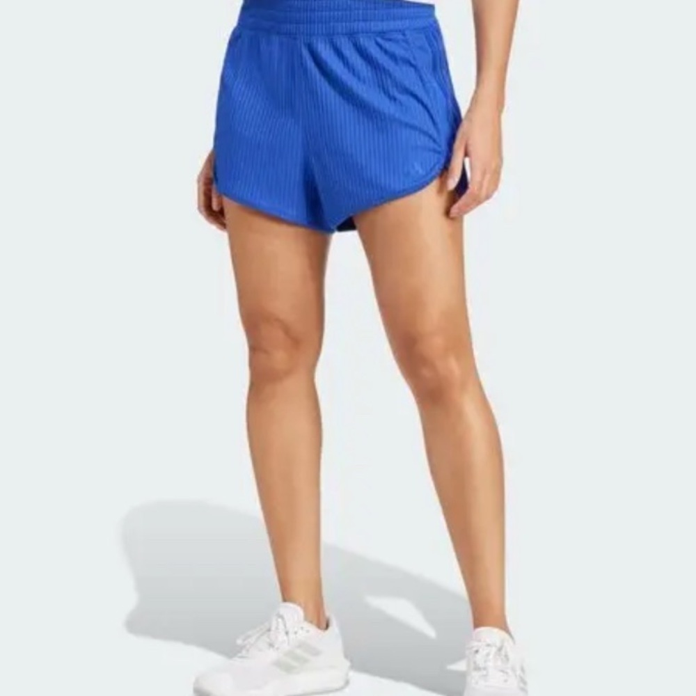 ADIDAS Pacer  Rib High-Rise Tonal 3-Stripes Shorts